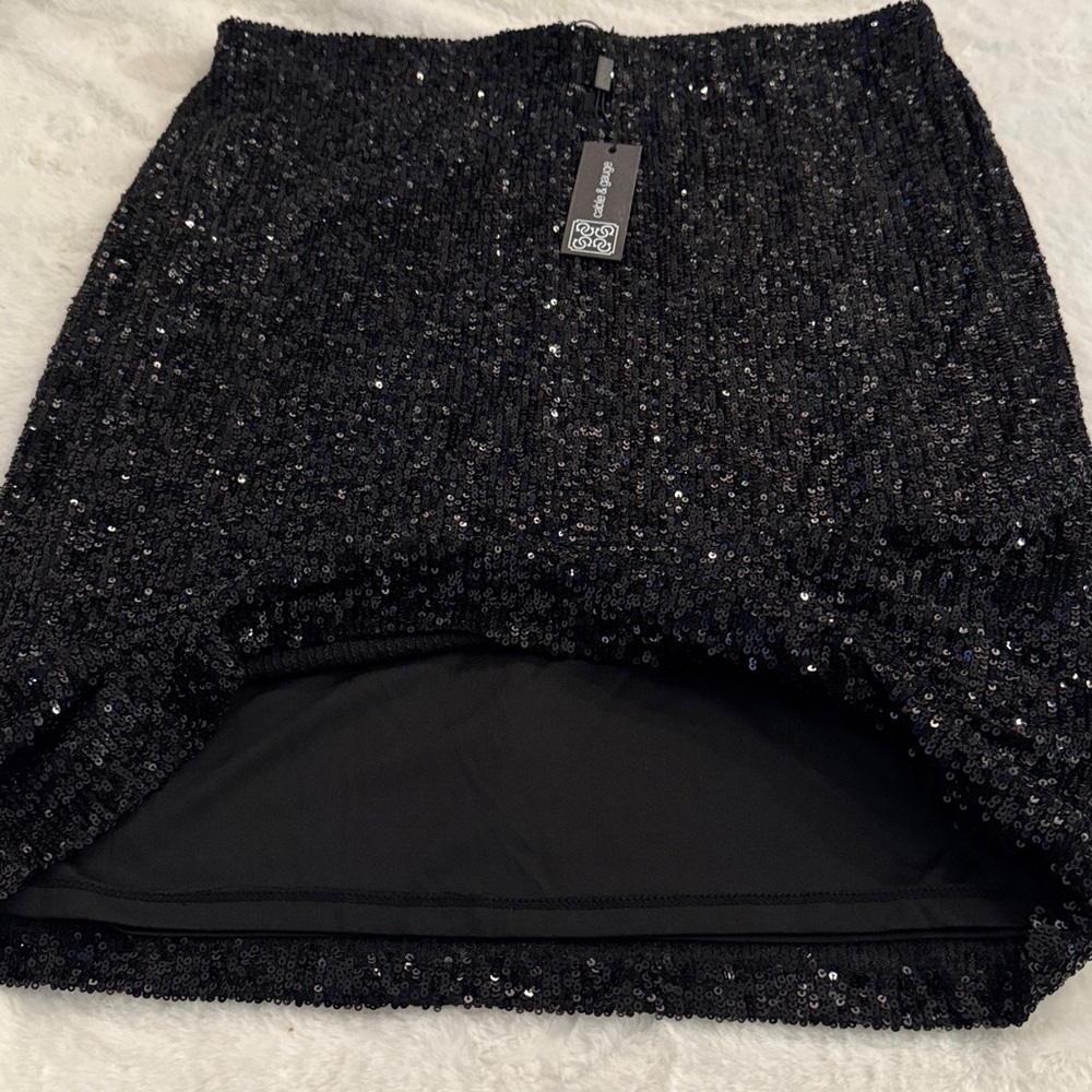 Cable & Gauge Black Sparkle Sequin Mini Skirt - Picture 11 of 11